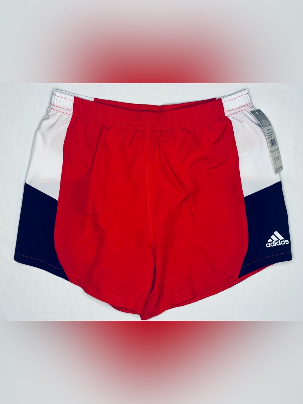 Adidas Girls Colorblock Woven Athletic Shorts Size Large (14) Vivid Red NWT